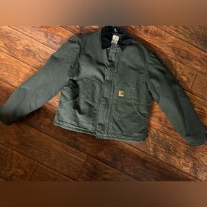 Men’s Carhartt cotton canvased jacket with curdory collar, slate color, large